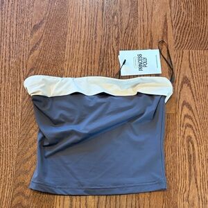 Princess Polly Charcoal and Cream Strapless Top